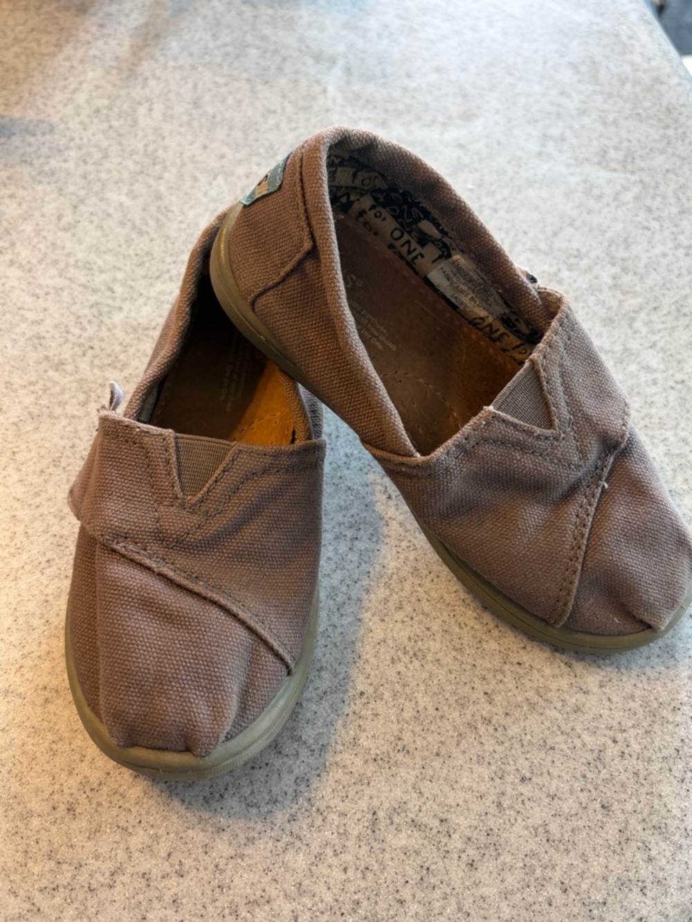 Toms Kids Canvas Slip-On Sneakers in Brown